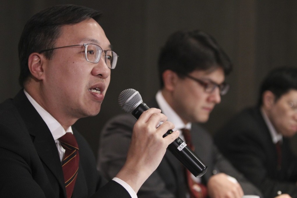 Hong Kong Bar Association chairman Paul Lam Ting-kwok speaking about the delegation’s visit in Beijing on Tuesday. Photo: Simon Song