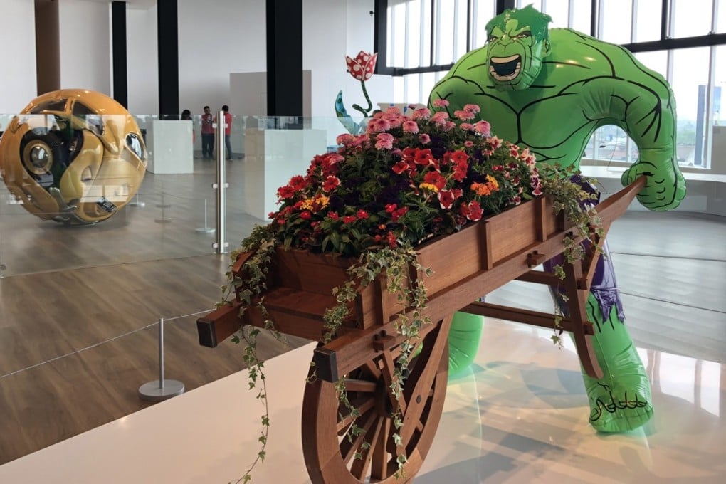Jeff Koons’ Hulk (Wheelbarrow) in the “Sculpture Garden”, in Museum Makan, in Jakarta. Picture: Enid Tsui