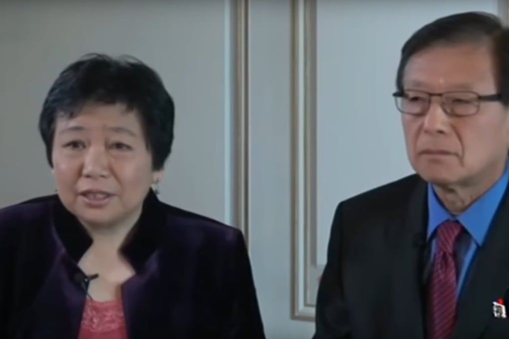 Voice of America’s Sasha Gong Xiaoxia (left) and Dong Fang are shown during the interview with Guo Wengui. Photo: SCMP Pictures