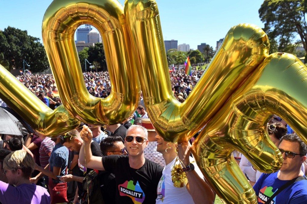 Supporters of the same-sex marriage "Yes" vote celebrate in Sydney. Photo: AFP