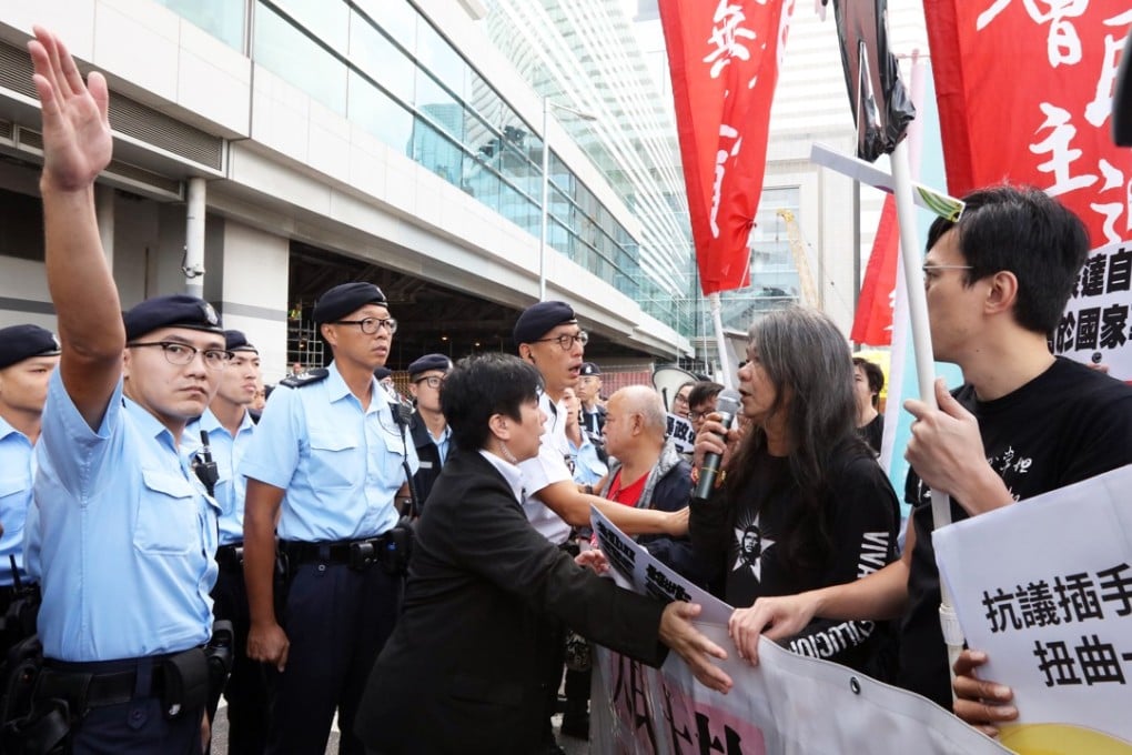 League of Social Democrats protesters in Wan Chai. Photo: Felix Wong