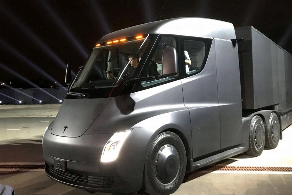 Tesla's new electric Semi truck is unveiled during a presentation in Hawthorn, California. Photo: Reuters
