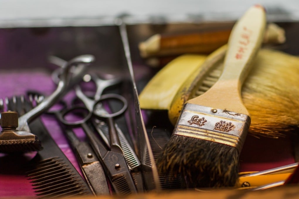 Inside Chun Kwai-bo’s barbershop in Hong Kong’s Mong Kok district.