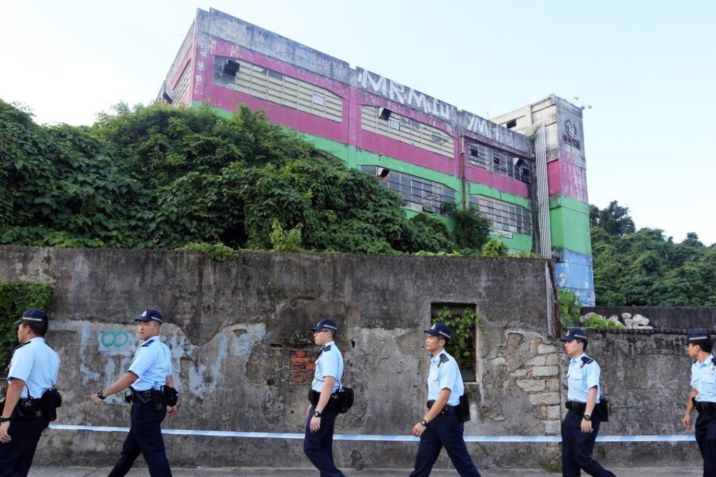 Police carry out a search at the former ATV film studios in Sai Kung in 2015. Photo: Sam Tsang