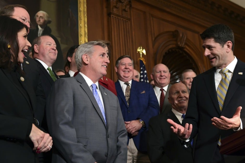 House Speaker Paul Ryan of Wisconsin turns toward his colleagues during a news conference following a vote on tax reform on Capitol Hill in Washington. Republicans passed a near US$1.5 trillion package overhauling corporate and personal taxes through the House. Photo: AP