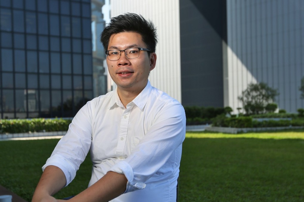 New Labour Party chairman Kwok Wing-kin at Tamar outside government headquarters. Photo: Xiaomei Chen