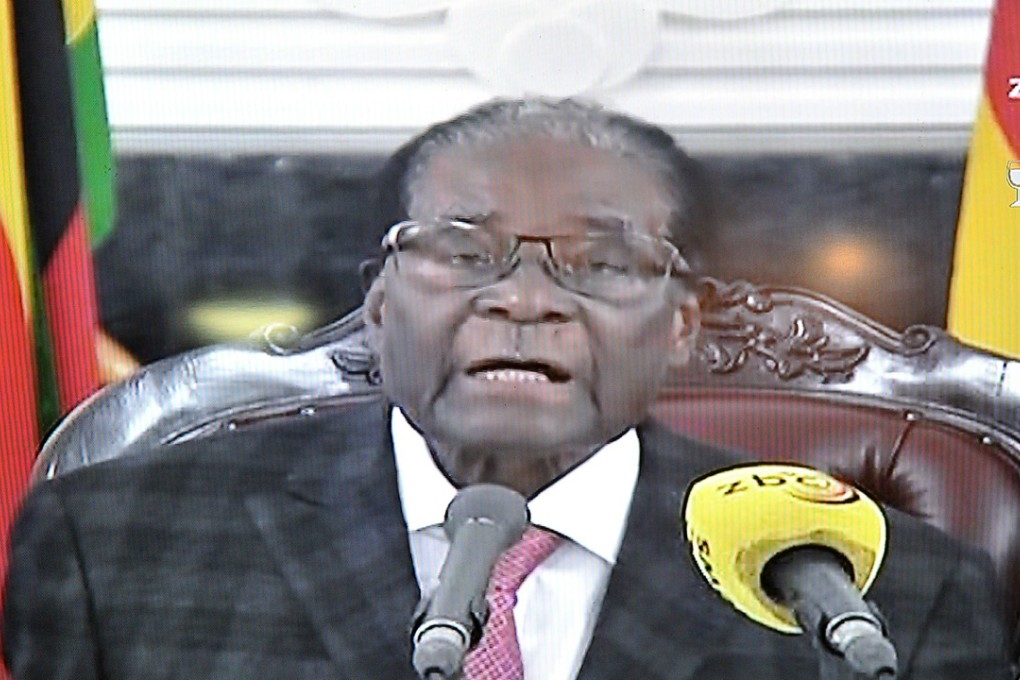 Zimbabwe's President Robert Mugabe delivering a speech in Harare, following a meeting with army chiefs who have seized power in Zimbabwe. Mugabe refused to resign as president of the country. Photo: AFP