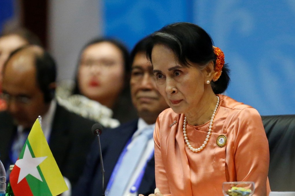 Myanmar's Aung San Suu Kyi chairs the Asia Europe Foreign Ministers meeting in Naypyidaw. Photo: Reuters