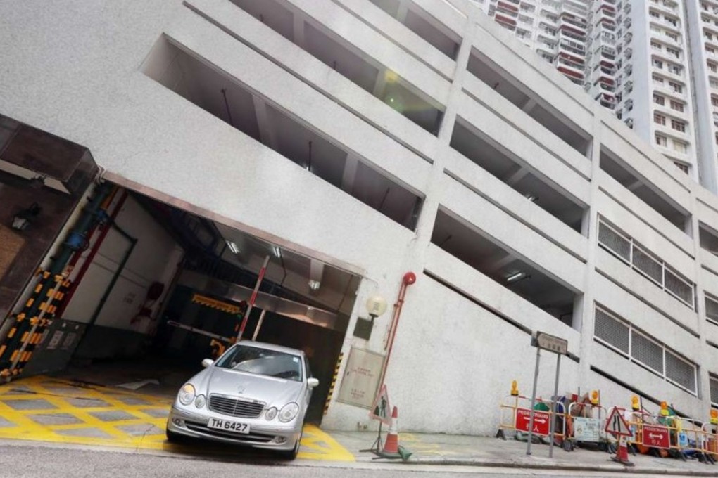 A car leaves a residential car park in Tai Hang. Photo: Nora Tam