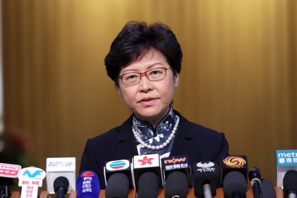 Hong Kong Chief Executive Carrie Lam Cheng Yuet-ngor meets the media before an Executive Council meeting at Central Government Offices. Photo: Sam Tsang