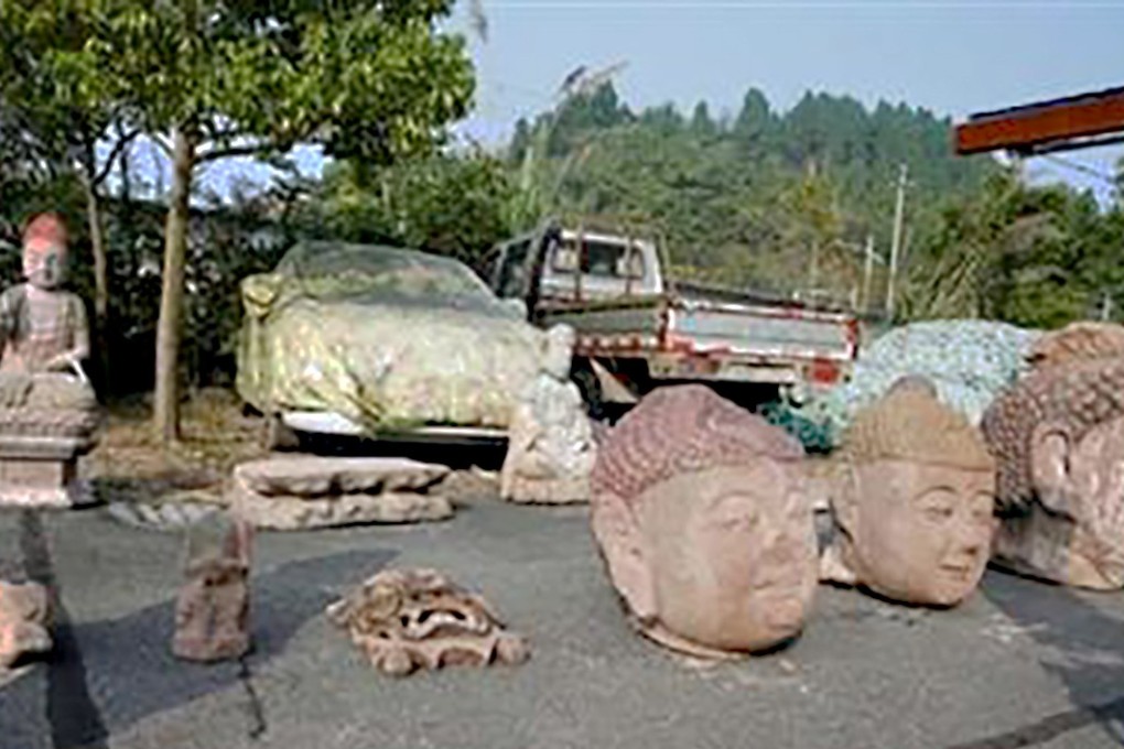 Some of the artefacts allegedly stolen by the gang. Photo: Chengdu Commercial Daily