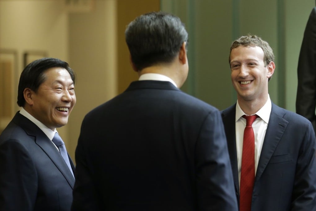 A file picture taken in 2015 of China’s former internet czar Lu Wei (left) Chinese President Xi Jinping and (right ) Mark Zuckerberg, Facebook’s chief executive. Photo: Associated Press