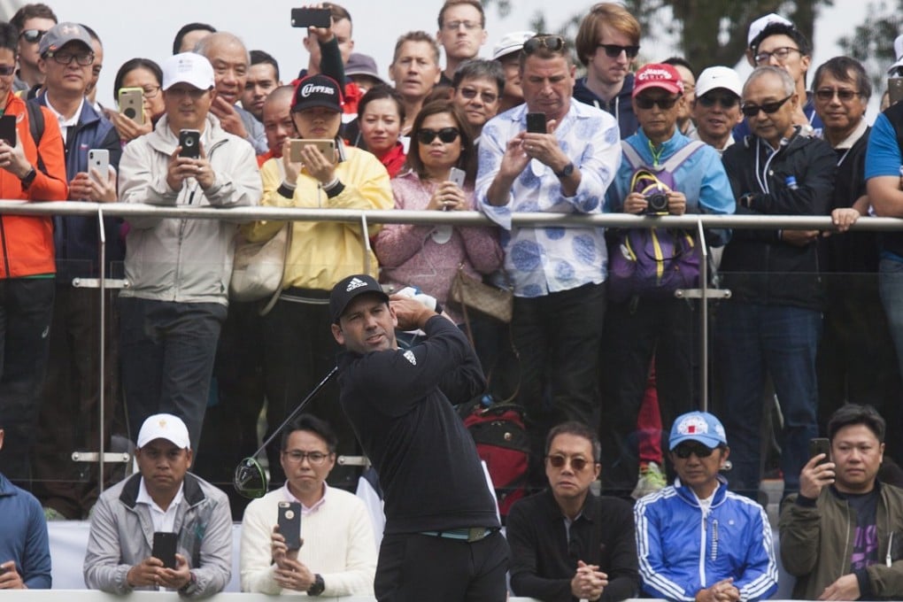 Sergio Garcia tees off at the UBS Hong Kong Open. Photo: EPA