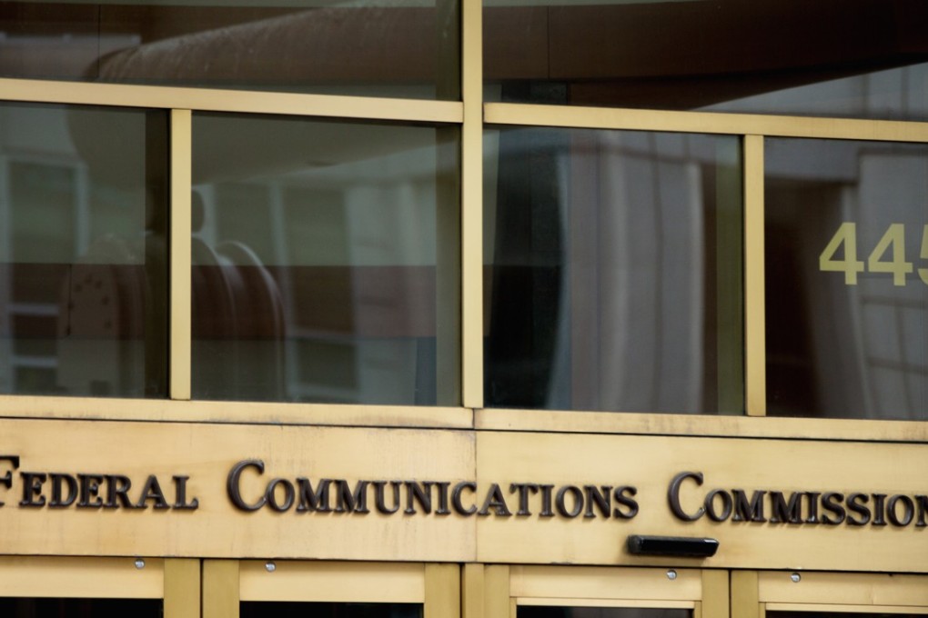The entrance to the Federal Communications Commission (FCC) building in Washington. Photo: AP/Andrew Harnik