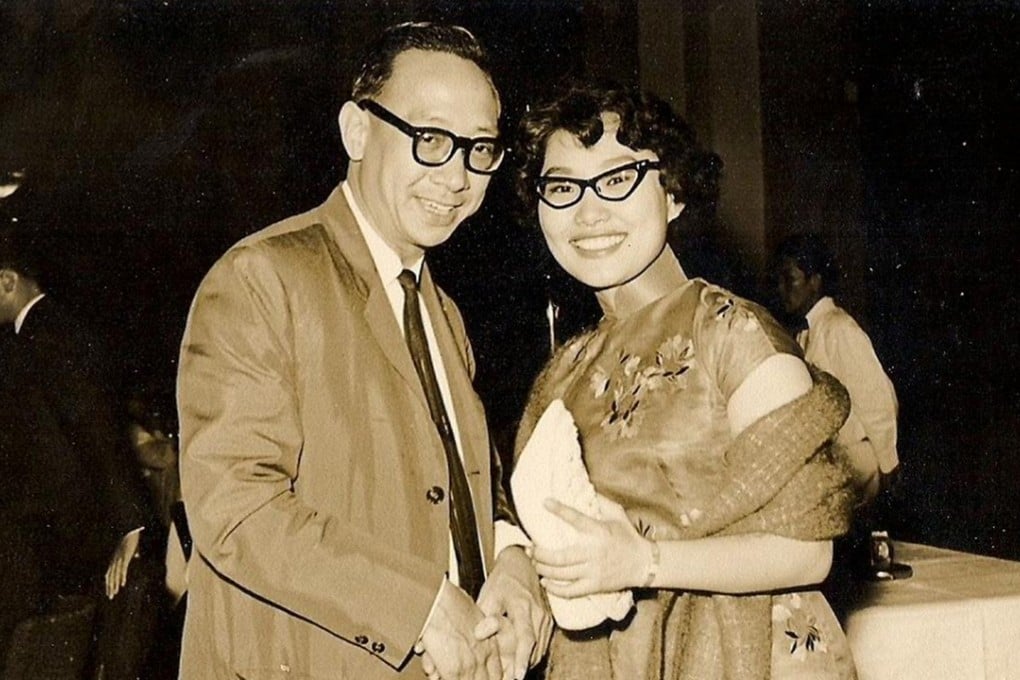 Mona Fong with veteran RTHK DJ “Uncle Ray” Cordeiro in an undated photo. Both worked together at Rediffusion in the 1950s. Photo: Handout