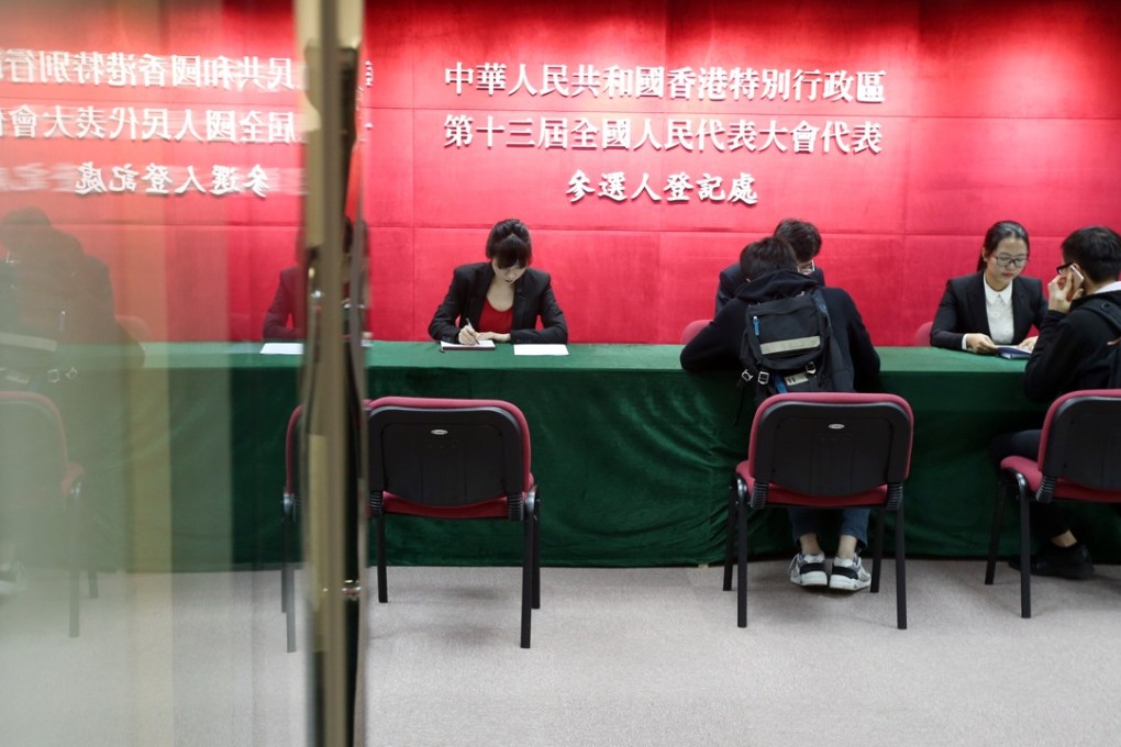 The National People's Congress deputies’ elections office in Sheung Wan. Photo: David Wong