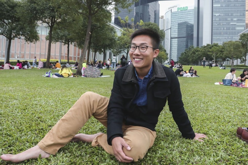 Wong outside the Legislative Council complex, which he and others stormed in 2014. Photo: Jonathan Wong