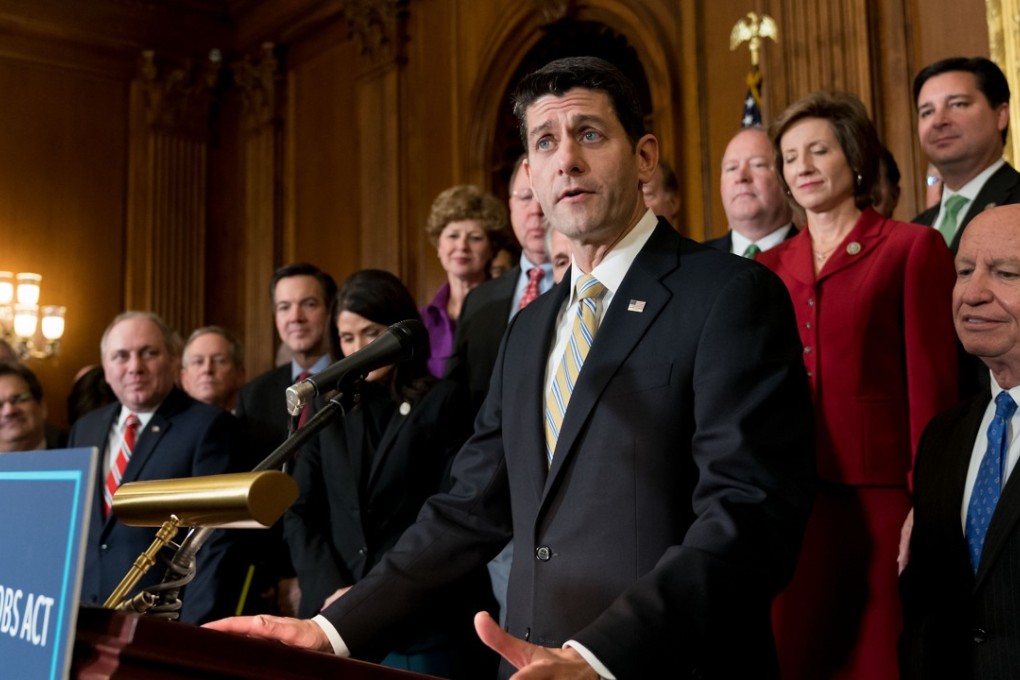 US House Speaker Paul Ryan addresses a news conference after the House passed the tax cut plan in Washington DC, on November 16. Ryan has long been a champion of tax reform in the US, calling for cuts in tax rates to spur investment. Photo: Xinhua