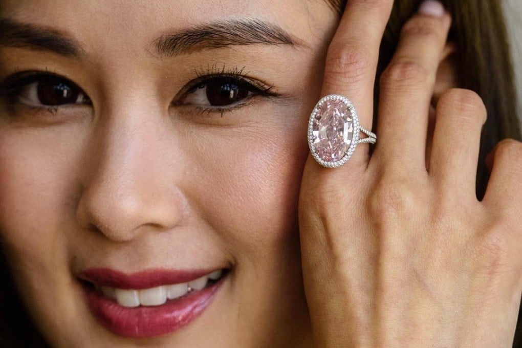 The Pink Promise, a 14.93-carat pink diamond dubbed the “Picasso of the diamond world” sold for HK$249.9 million (US$32 million) in Christie’s. Photo: AFP