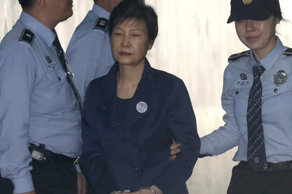 Former South Korean president Park Geun-hye arrives for her trial at the Seoul Central District Court in Seoul in October. File photo: AP