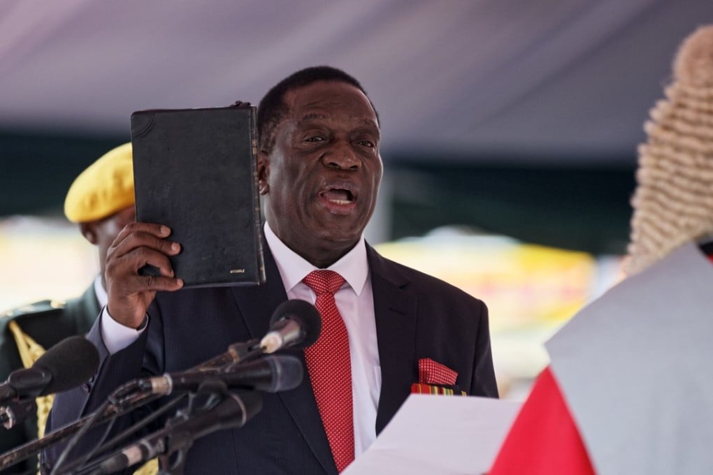 Emmerson Mnangagwa is sworn in as president in Harare on Friday. Photo: AP