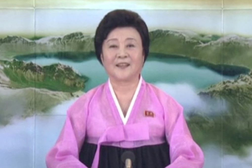 A presenter makes a special announcement on North Korea’s state-run television after the country launched a missile. Photo: Reuters
