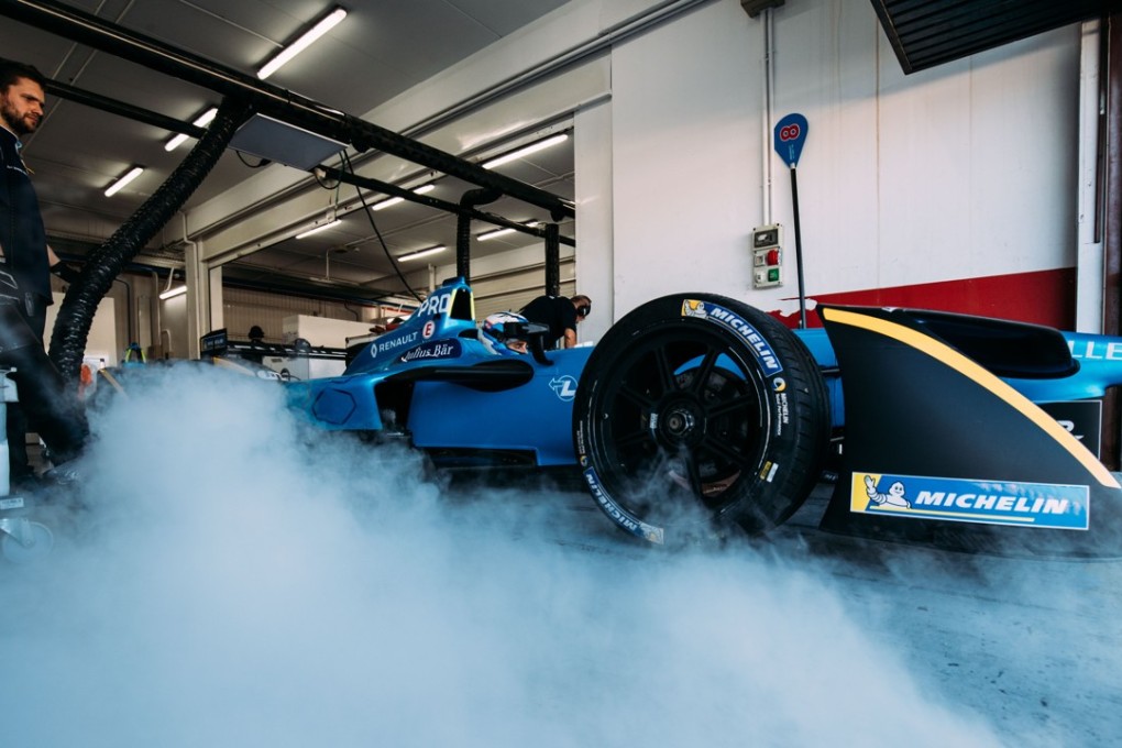 Nicolas Prost sets out in his Renault e.dams car at preseason testing in Valencia. Photo: Malcolm Griffiths/Formula E