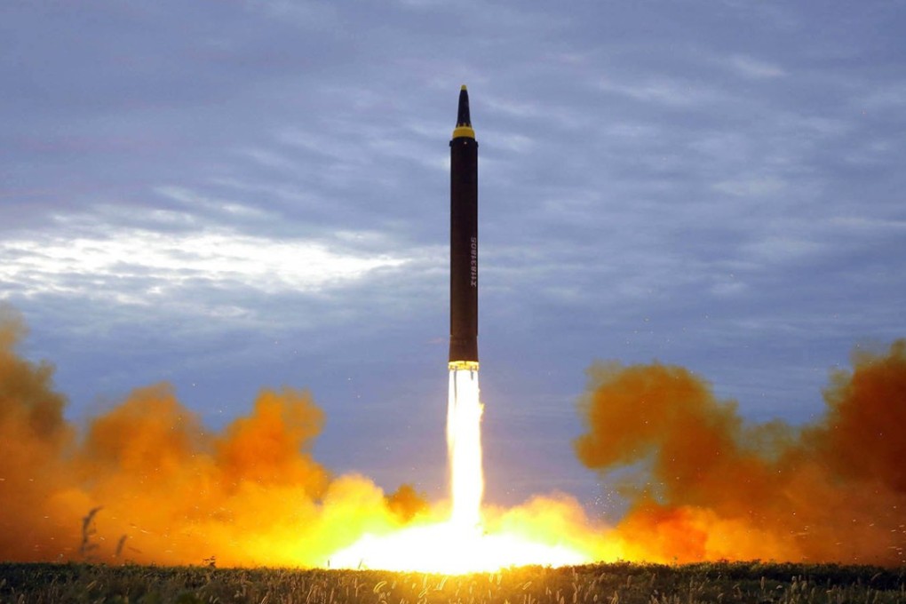 File photo of the test launch of a Hwasong-12 intermediate range missile in Pyongyang, North Korea. Photo: Korean Central News Agency/Korea News Service via AP