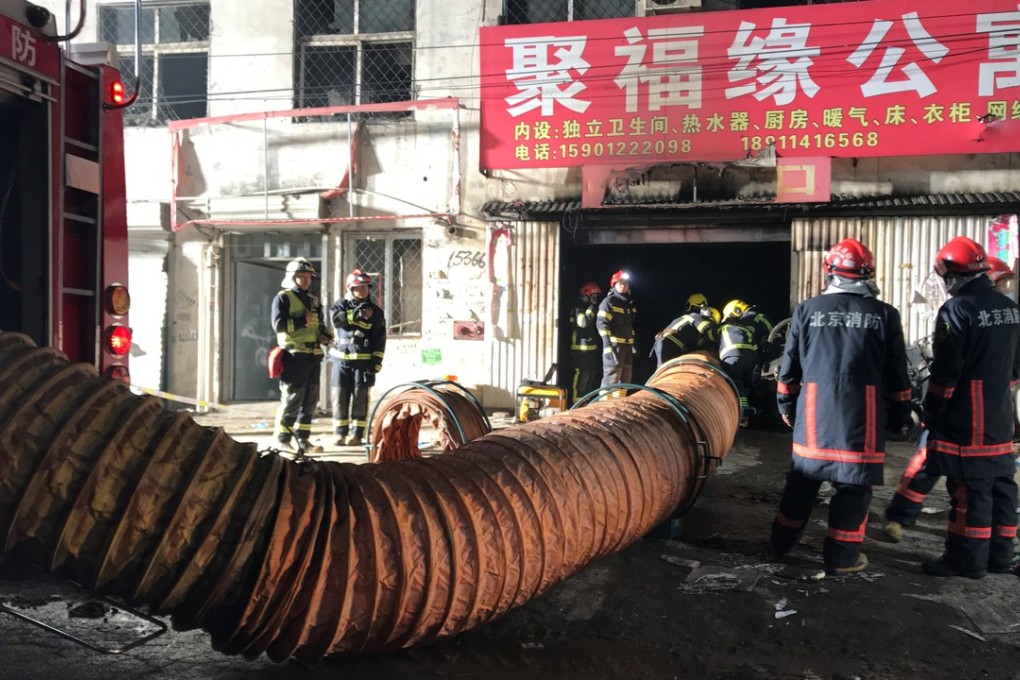 Two officials have been suspended in Beijing’s Daxing district over a fire that killed 19 people earlier this month. Photo: Reuters