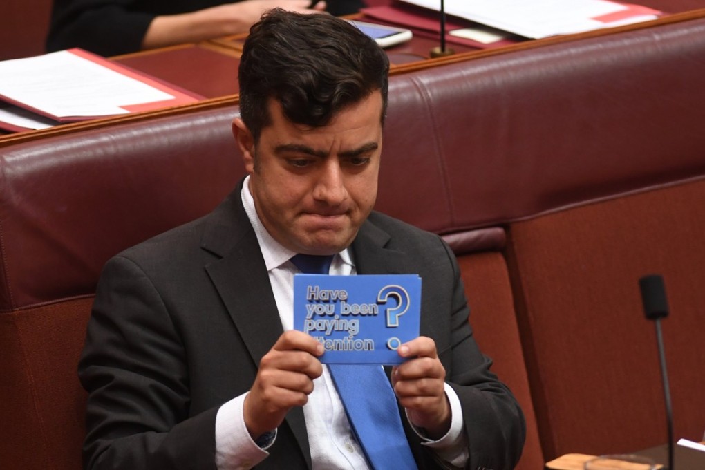 Labor Senator Sam Dastyari during debate in the Senate chamber at Parliament House in Canberra. Photo: EPA