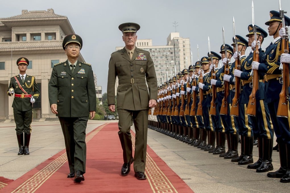 US Joint Chief of Staff chairman General Joseph Dunford (centre) pictured during his visit to Beijing in August. The US and China agreed to the latest talks between the two countries’ militaries during Dunford’s trip. Photo: Associated Press