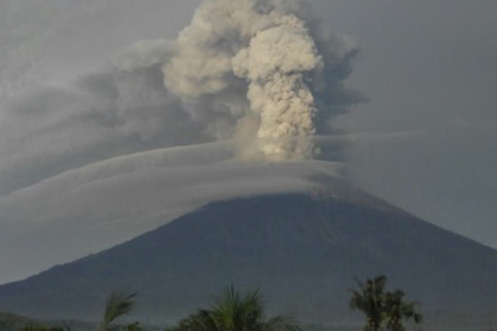 The eruption of Mount Agung as seen from the village of Amed, on the northeastern shore of Bali in Indonesia. Photo: Nyoman Miskin Aryana
