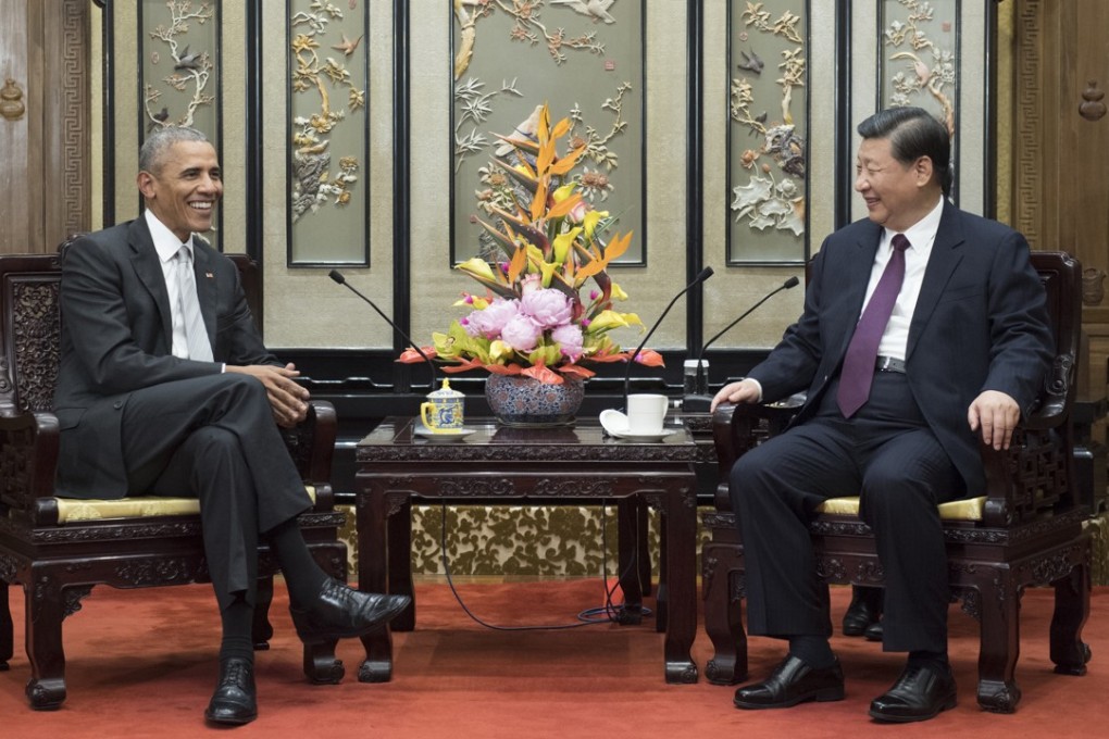 Chinese President Xi Jinping (right) meets former US leader Barack Obama in Beijing on Wednesday. Photo: Xinhua