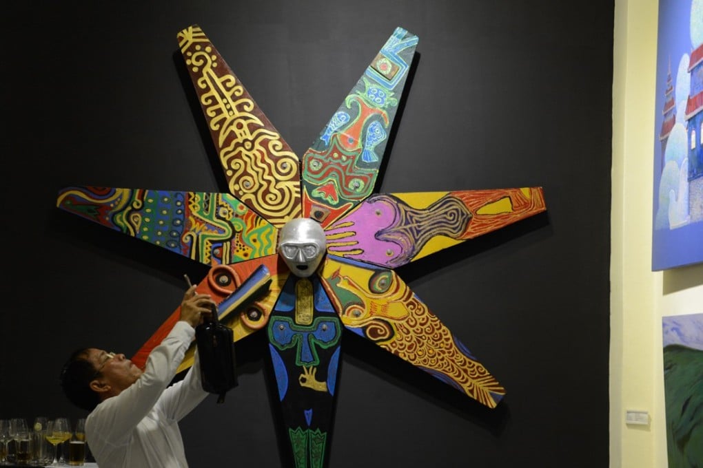 The painting ‘Starfish’ by Myanmese painter Htein Lin, a former political prisoner. Photo: AFP