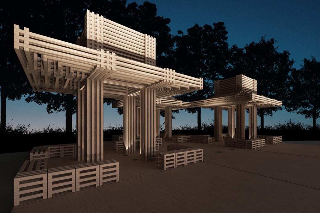 Leong4 ting2, a pop-up, reconfigurable pavilion by Stanley Siu, will be installed on the Tsim Sha Tsui harbourfront, in Hong Kong.