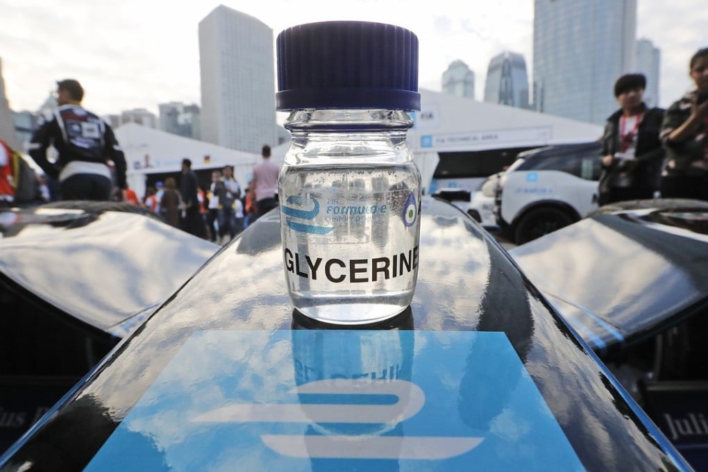 Glycerine fuels the Formula E car at the Hong Kong E-Prix. Photo: Edward Wong
