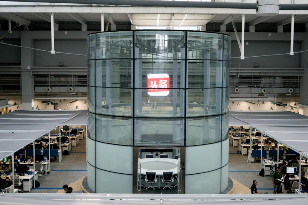 Beijing-based ByteDance Technology, which operates the popular mobile app called Jinri Toutiao, or Today's Headlines, is using artificial intelligence to fight fake news. Photo: Bloomberg