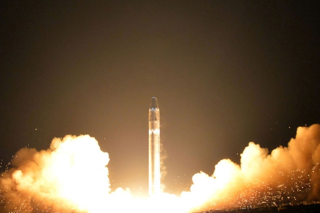 A picture released by North Korea's official news agency showing the launch of the Hwasong-15 missile. Photo: AFP