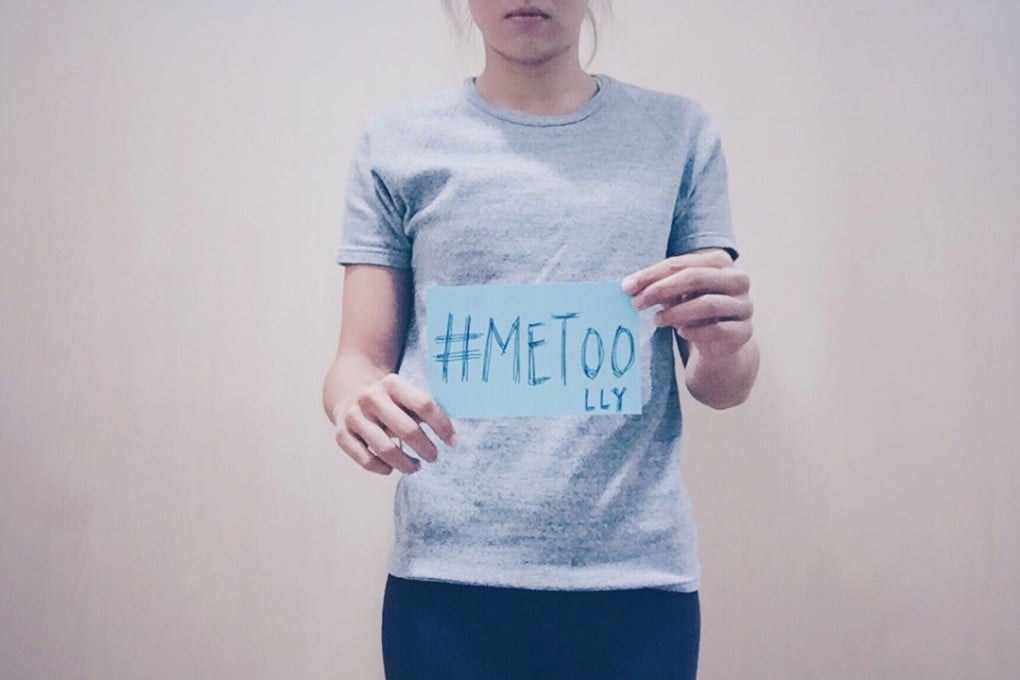 Top Hong Kong hurdler Vera Lui Lai-yiu posted on Facebook this photo of her holding a sign that reads “#MeToo”, with her initials “LLY”. In the post, she accused her coach of sexually assaulting her when she was a schoolgirl. Photo: AFP / Courtesy of Lui Lai-yiu