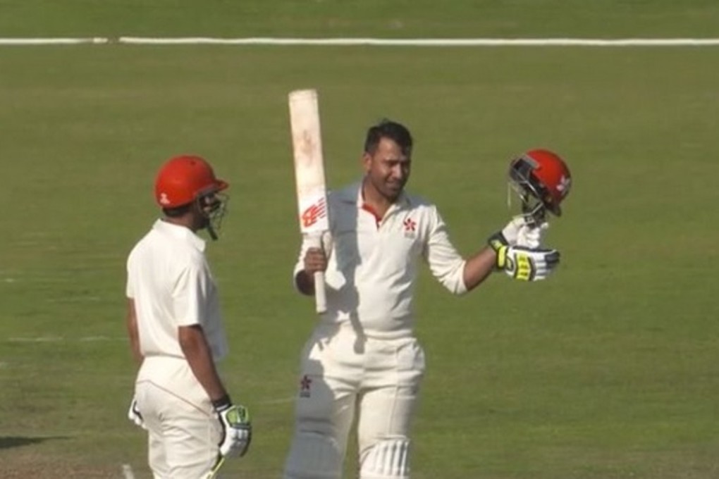 Babar Hayat celebrates against Papua New Guinea. Photo: ICC