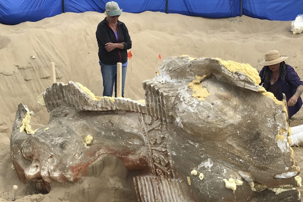 A sphinx used in the film The Ten Commandments was found in Guadalupe, California. Photo: AP