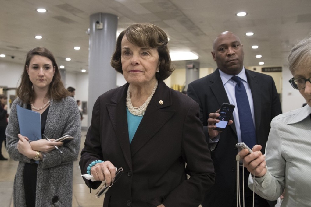 Democratic Senator from California Dianne Feinstein on Capitol Hill in Washington on Thursday. Photo: EPA