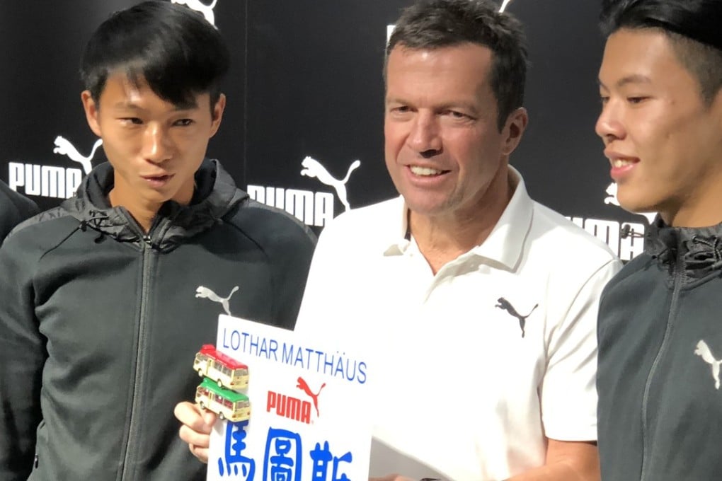 Lothar Matthaus (centre) with Yu Wai-lim (left) and Chan Kwong-bun of Southern. Photos: Chan Kin-wa