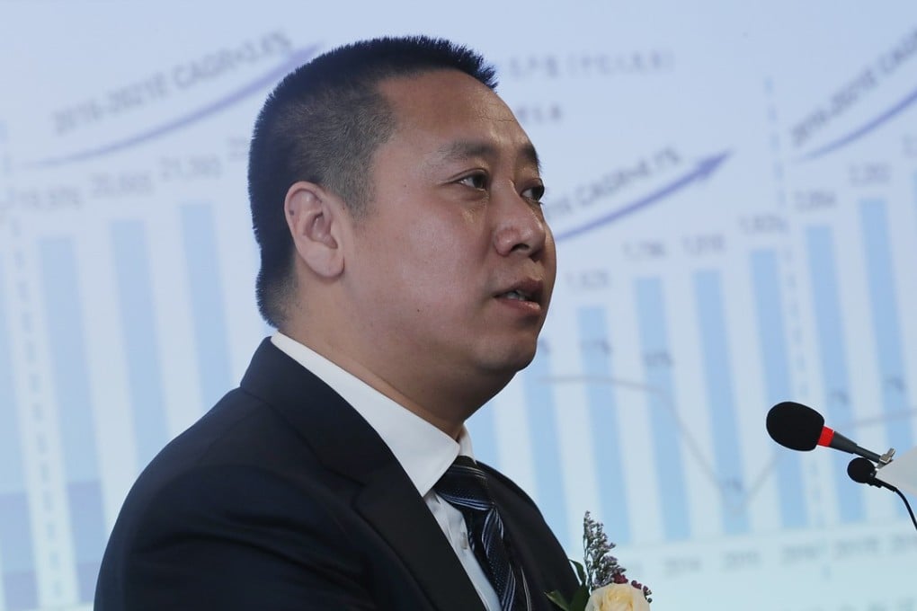 Shang Jinfeng, president and executive director of Hebei Construction, addresses a press conference on the company’s forthcoming IPO in Hong Kong. Photo: Edward Wong