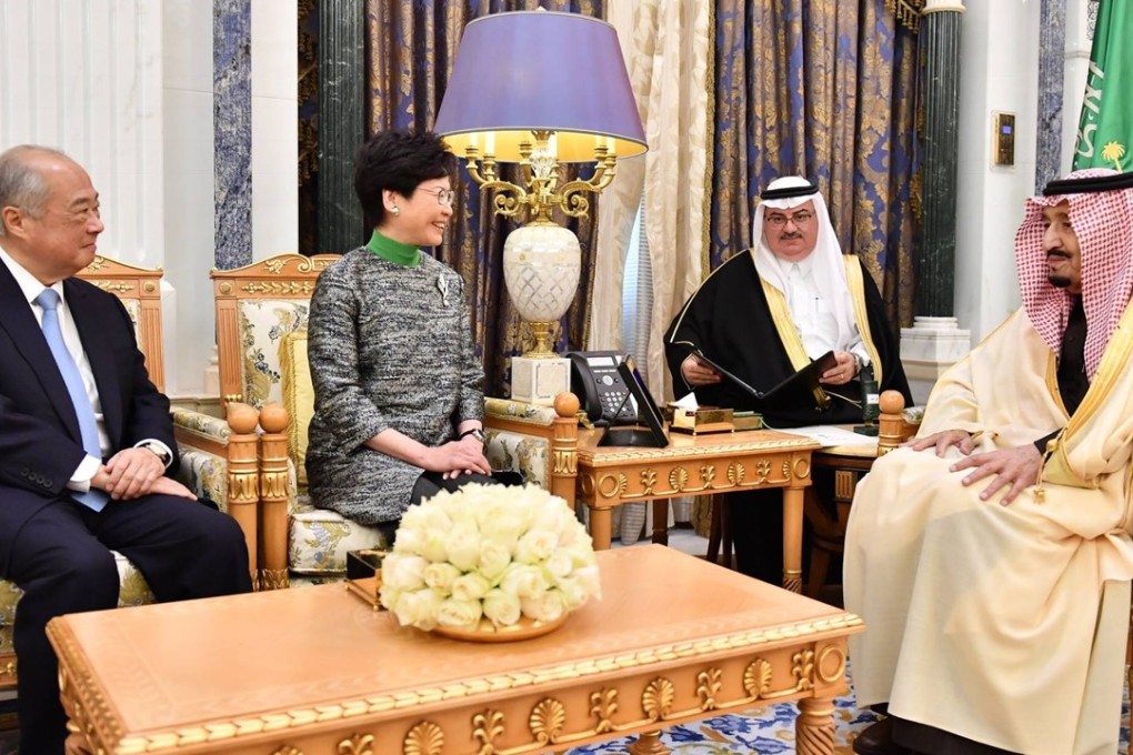 Carrie Lam meets Saudi Arabia’s King Salman in Riyadh. Photo: Facebook
