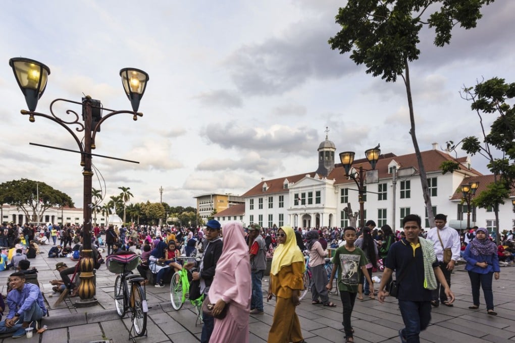A square in Jakarta, Indonesia. The country sends tens of thousands of domestic helpers to Hong Kong every year. Photo: Alamy