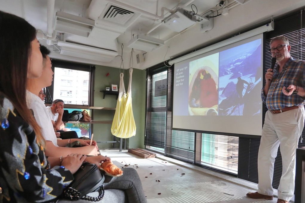Hong Kong-based businessman and author Simon McCartney speaks at the Garage Society. Photo: Jonathan Wong
