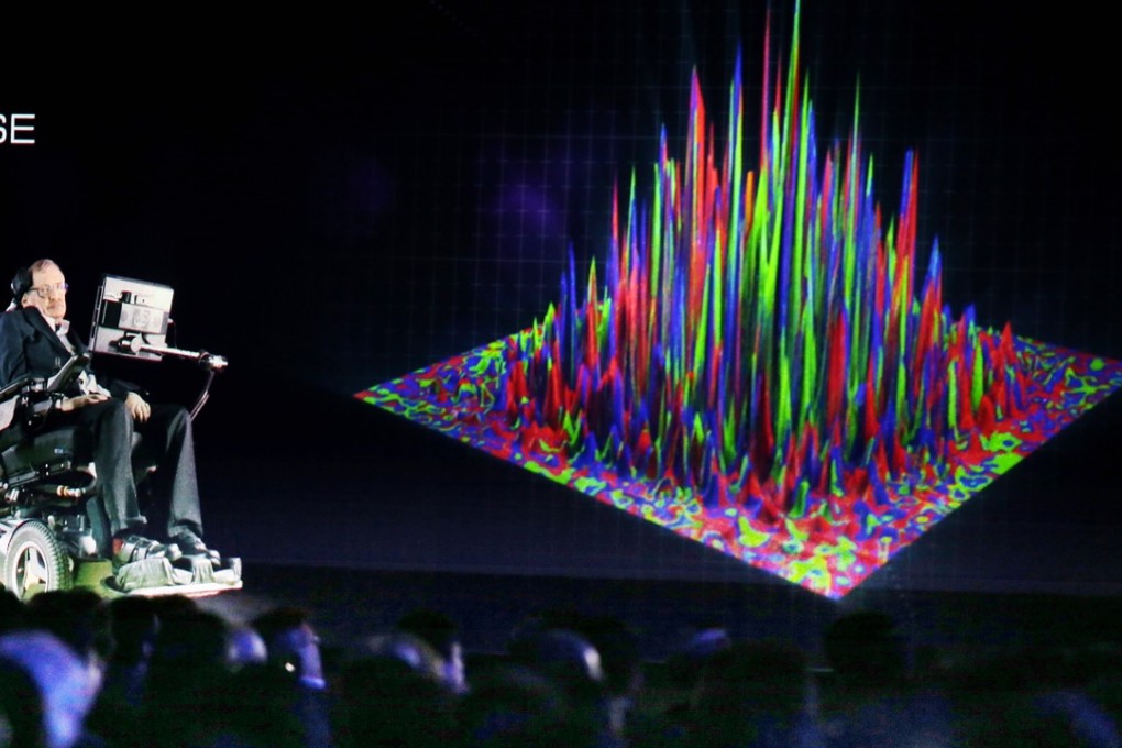 An evening with Stephen Hawking at Hong Kong Science Park, on March 24 in Tai Po. The interaction was made possible by a technology called HumaGram, which created a digital hologram of the celebrated physicist. Photo: Edward Wong