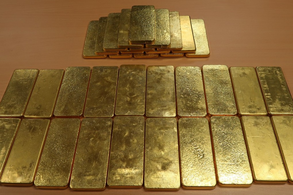 The gold bars seized in Shenzhen on Wednesday. Photo: Handout