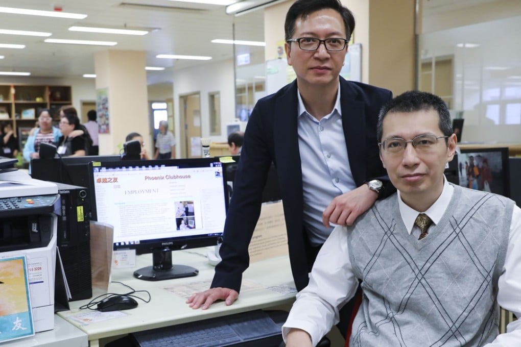 Raymond Law (left), CEO of an accounting firm, hired mental health patient Neil Lee as an office assistant almost a decade ago. Photo: Edward Wong